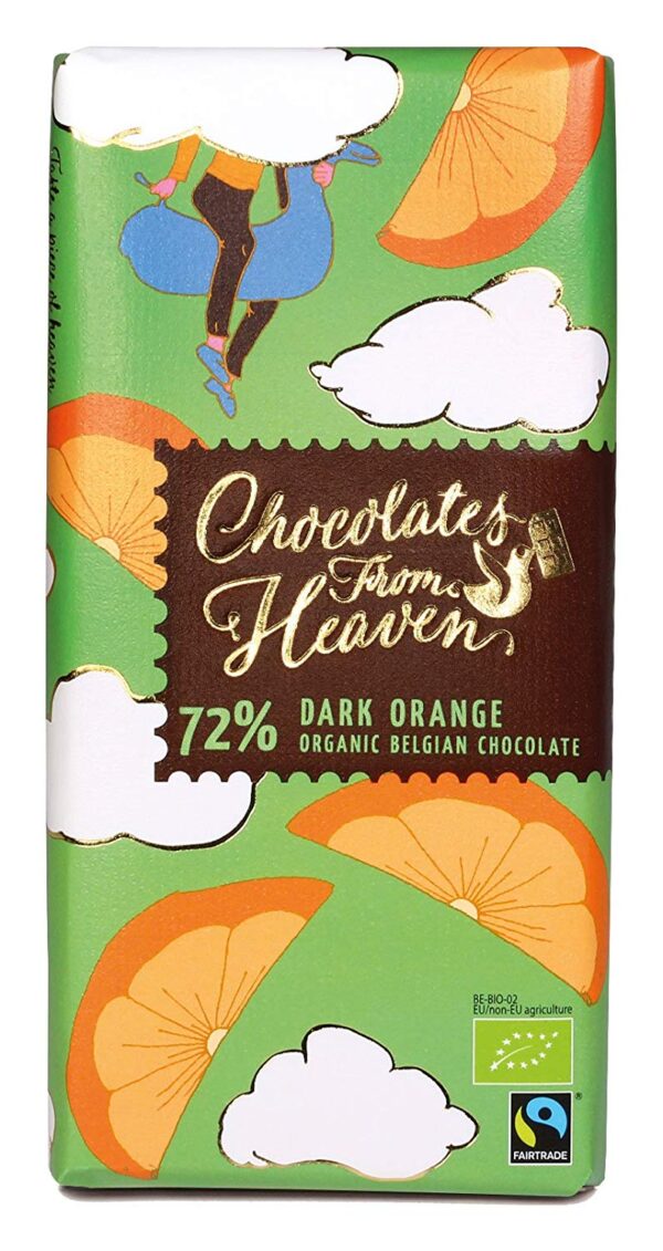 Chocolates from heaven Ekologiczna Czekolada gorzka 72% ze skórką pomarańczową 100g